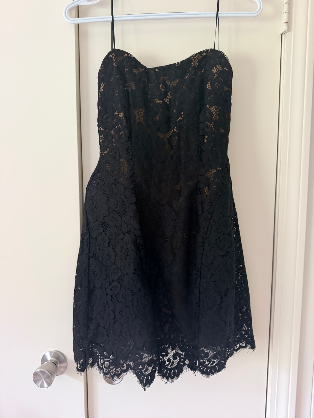 Black Lace Strapless A-Line Dress
